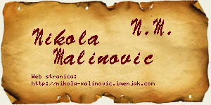Nikola Malinović vizit kartica
